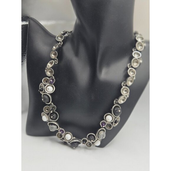 Osmose By Sonia Ferland Necklace MCM Brutalist Modern Designer with lava agate - Picture 7 of 9